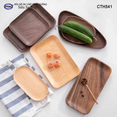 Đĩa vuông gỗ Óc Chó nhập khẩu Mỹ nguyên khối - hàng Xuất Khẩu Châu Âu - CTH541 - đựng đồ ăn/trang trí  - đĩa bánh mì/trái cây/ bít tết/ pizza/ phụ kiện chụp ảnh, bày món ăn trong nhà hàng - Sang trọng trên bàn ăn
