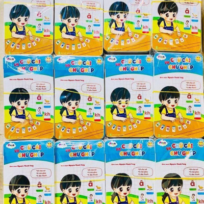 Combo 2 bộ thẻ Chữ cái và chữ ghép, Thẻ học toán dành cho bé 4-6 tuổi