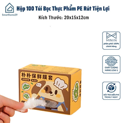 Hộp 100 Túi Màng Bọc Thực Phẩm Thế Hệ Mới Rút Tiện Lợi, Túi Bọc Thực Phẩm PE Siêu Dai Có Nắp Đậy Kín Chống Bụi - HÀNG CHÍNH HÃNG MINIIN