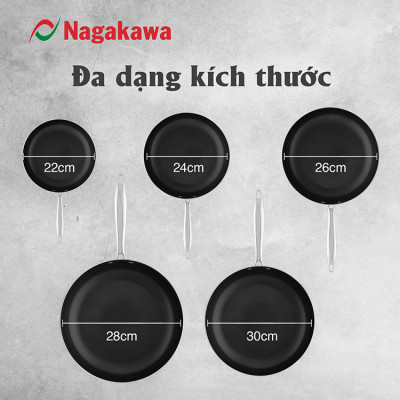 Chảo chống dính inox đa lớp toàn phần Nagakawa Natsu NAG03 - Dùng trên mọi loại bếp - Hàng chính hãng