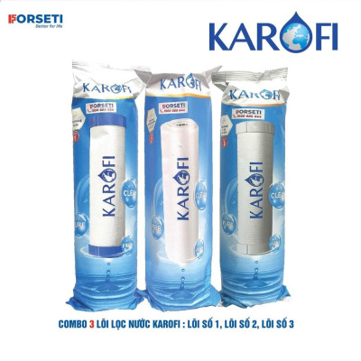 Combo 4 lõi lọc thô (Bộ lọc thô số 1,2,3 + lõi ố 1) cho máy lọ nước RO Karofi - Hàng Chính Hãng