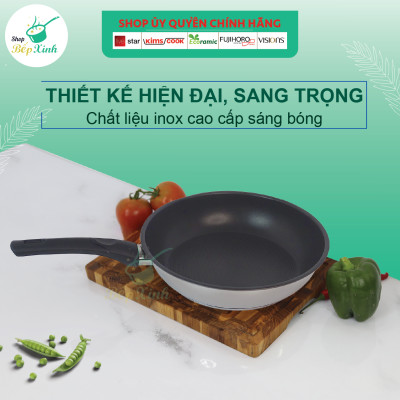 Bộ Nồi Inox 430 Và Chảo Chống Dính Inox 3 Đáy Bếp Từ Quai Silicon 3 Chiếc Fivestar