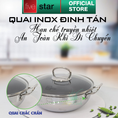 Nồi inox chống dính cao cấp Fivestar nắp kính inox 430 , tặng 5 muỗng ăn 18cm | 20cm | 22cm | 24cm | 26cm | 28cm