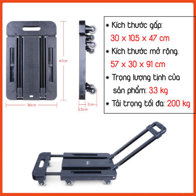 Xe Đẩy Gấp Gọn Đa Năng Xe Kéo Đi Chợ 6 Bánh