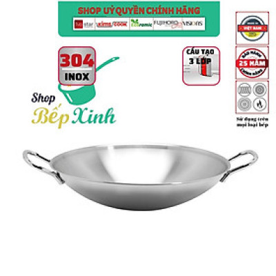 Chảo Xào Inox 304 Thân Đúc Đáy Liền Fivestar Plus 36cm , dùng được mọi bếp , tặng 1 sạn inox