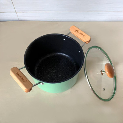 Tặng cặp nhấc nồi silicon cao cấp- Bộ nồi chảo 2 món đáy từ cao cấp Hàn Quốc, nồi 20cm + chảo sâu lòng 32cm, chống dính vân đá an toàn cho sức khỏe, dùng được tất cả các loại bếp/ Induction 