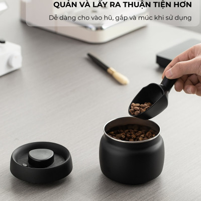 Hũ lọ inox 304 hút chân không bảo quản thực phẩm Cafede Kona