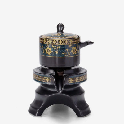 Bộ Ấm Chén Pha Trà Tử Sa Cao Cấp - Xanh Đen Vàng - 1 Ấm Trà, 6 Chén Trà, Cối Xay Kèm Hộp Quà Tặng Sang Trọng - HÀNG CHÍNH HÃNG MINIIN