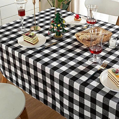 Khăn trải bàn kẻ caro nhựa PVC chống thấm nước  - Khăn decor phòng ăn 180 cm x 140 cm