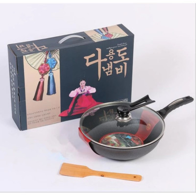 Chảo Chống Dính Siêu Bền Sâu Lòng Đá Coopia Hàn Quốc có nắp kính size 32cm/30cm (Tặng Thìa Gỗ ) - HÀNG CHÍNH HÃNG MINIIN