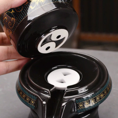 Bộ Ấm Chén Pha Trà Tử Sa Cao Cấp - Xanh Đen Vàng - 1 Ấm Trà, 6 Chén Trà, Cối Xay Kèm Hộp Quà Tặng Sang Trọng - HÀNG CHÍNH HÃNG MINIIN