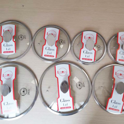 Nắp vung nồi chảo kính cường lực viền inox Lyncen xuất Nhật size 16/18/20/22/24/26/28/30cm 