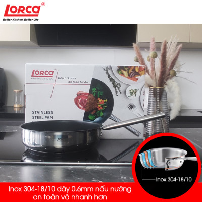 Chảo Chống Dính Inox 5 Lớp Cao Cấp Lorca TA 2324 Nhập Khẩu Dùng Mọi Loại Bếp, Đa Năng Chống Gỉ Xước