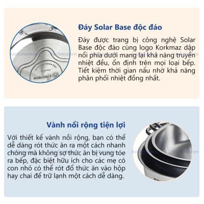 Nồi inox 18/10 Korkmaz Perla 8.5 lít - 28x14 cm