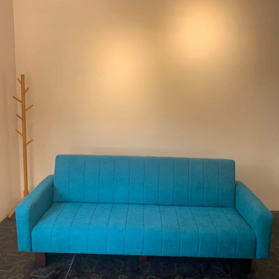 Sofa giường Juno sofa vải nhung ngang 1m8 màu xanh