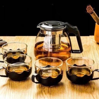 Bình Lọc Trà ,Ấm Pha Trà Ấm Nước Bằng Thủy Tinh Cao Cấp Tặng Kèm 4 ly