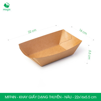 MFP4N - 22x16x5.5 cm - 50 khay giấy dáng thuyền đựng thức ăn, khay giấy đựng món tráng miệng