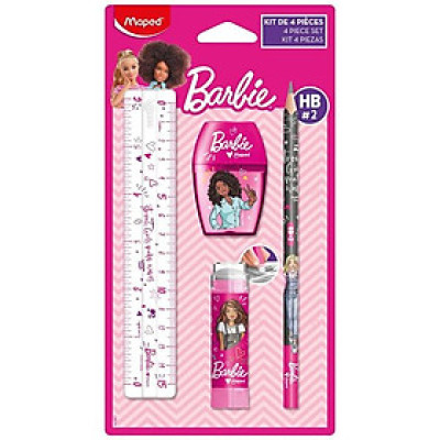 Bộ Dụng Cụ Học Tập 4 Món Barbie - Maped CB98186700 - Màu Hồng