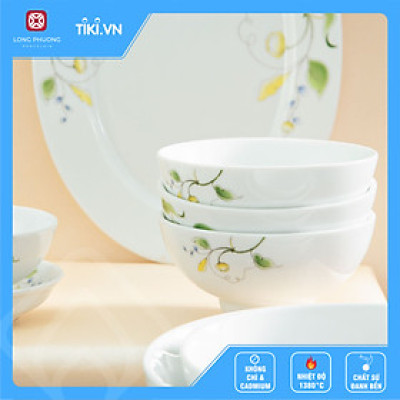 Bộ 10 bát cơm 4.4 inch sứ Long Phương họa tiết hoa Thanh Xuân