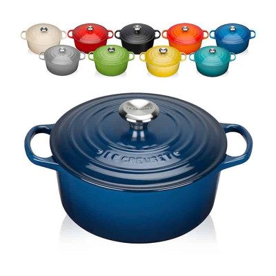 Nồi gang Le Creuset Bräter rund Evo 24cm Blue Marseille màu xanh dương đậm Hàng Chính Hãng