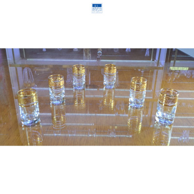 Bộ ly pha lê Tiệp cao cấp BOHEMIA 1239A, dung tích 35 ml, hoa tiết dây hoa mạ vàng, kiểu dáng sang trọng, hiện đại - Hàng chính hãng