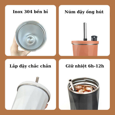 Ly Giữ Nhiệt / Cốc Giữ Nhiệt Bình Nước Giữ Nhiệt 2 Lớp Chất Liệu 304 Cao Cấp An Toàn Cho Sức Khỏe 600ml - Hàng chính hãng