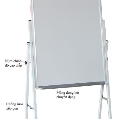 Bảng Flipchart chân gấp 80x120cm-Mặt bảng trắng không ô ly-bảng giá rẻ BAVICO