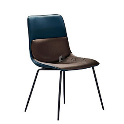 Ghế phòng ăn nệm da simili chân sắt sơn tĩnh điện nhỏ gọn hiện đại Ghế cafe tiếp khách có nệm nhập khẩu LUX31A-P tại HCM