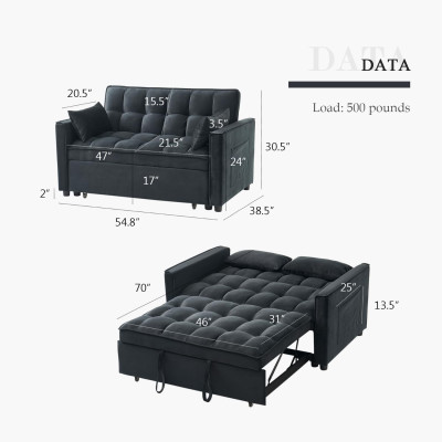 Sofa giường đa năng thông minh, sofa gấp gọn SM27CT Tundo bọc vải, chân kim loại cao cấp