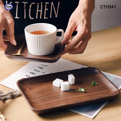 Đĩa vuông gỗ Óc Chó nhập khẩu Mỹ nguyên khối - hàng Xuất Khẩu Châu Âu - CTH541 - đựng đồ ăn/trang trí  - đĩa bánh mì/trái cây/ bít tết/ pizza/ phụ kiện chụp ảnh, bày món ăn trong nhà hàng - Sang trọng trên bàn ăn