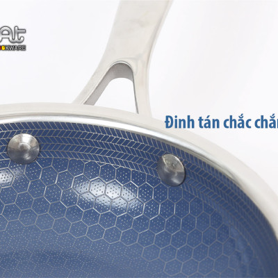 [Hàng chính hãng] Chảo chiên/ rán iMAT Hybrid Blackcube chống dính Ceramic lòng xanh mới size 26cm