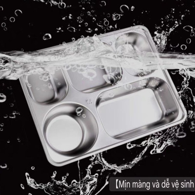 Khay Đựng Cơm Thức Ăn Inox 5 sâu lòng - Khay Cơm Inox 304 ( Tùy Chọn Nắp Khay )