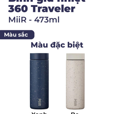 Bình giữ nhiệt MiiR 360 Traveler nắp ấn chống tràn uống từ 4 phía thương hiệu Mỹ nhập khẩu chính hãng