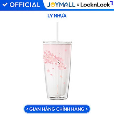 Ly nhựa LocknLock 2 lớp 750ml HAP522 720ml Anh Đào - Hàng chính hãng kèm ống hút, cách nhiệt tốt, miệng rộng - JoyMall