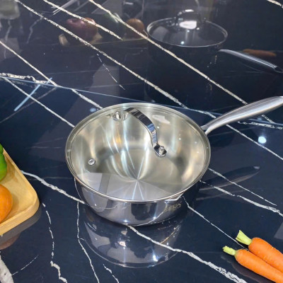 Chảo inox 5 lớp nano nhiệt Seka chống dính tự nhiên có nắp kính cao cấp size 22-24-26cm