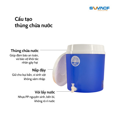 Thùng chứa nước lọc SWACF 25L | TCN nhựa PP cao cấp, an toàn thực phẩm