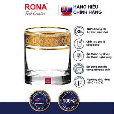 Bộ 6 ly Uống Nước Pha Lê Mạ Vàng 24K 300ml Hoa Văn Cổ Điển