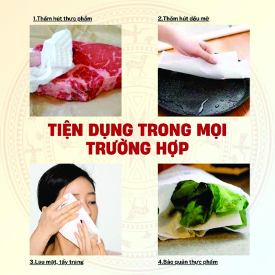 Khăn giấy đa năng - 1kg dạng cuộn, lau bếp tiện lợi, thấm DẦU MỠ tốt, giấy thấm thực phẩm, bảo quản rau củ, giấy ăn
