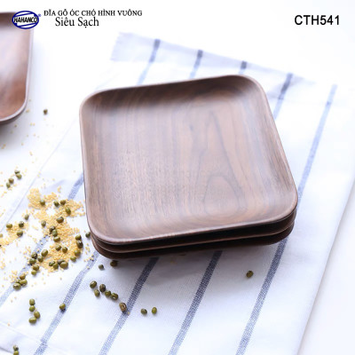Đĩa vuông gỗ Óc Chó nhập khẩu Mỹ nguyên khối - hàng Xuất Khẩu Châu Âu - CTH541 - đựng đồ ăn/trang trí  - đĩa bánh mì/trái cây/ bít tết/ pizza/ phụ kiện chụp ảnh, bày món ăn trong nhà hàng - Sang trọng trên bàn ăn