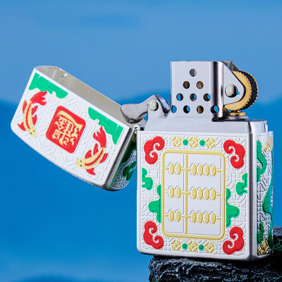 Vỏ Hộp Quẹt Bật Lửa Xăng Đá Zorro Z2-1150 Họa Tiết Bàn Tính và Cá Chép Tài Lộc May Mắn Phát Tài - Mẫu Mới