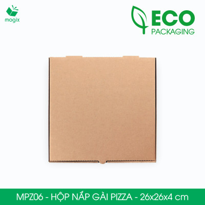 MPZ06 - 26x26x4 cm - 100 Hộp nắp gài pizza đa dụng - Hộp nắp gập, hộp carton gói hàng, hộp quà
