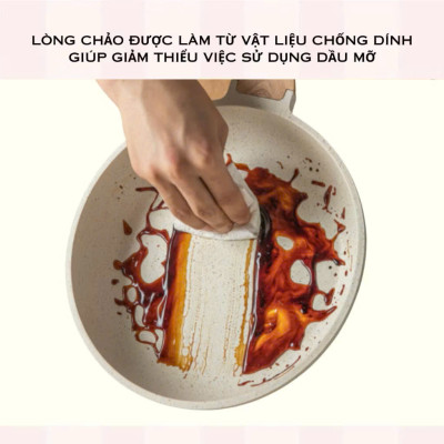 Chảo Chống Dính Bếp Từ Vân Đá Kiểu Nhật 20-30cm, Đáy Từ Ceramic Cán Gỗ [Hàng Loại Một] - HÀNG CHÍNH HÃNG MINIIN