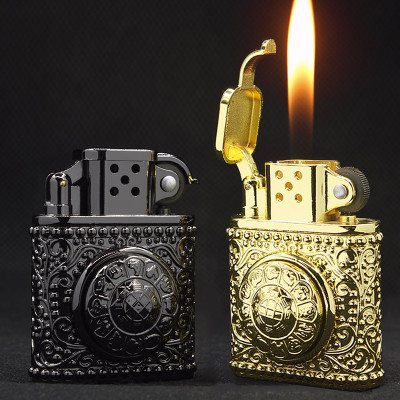 Vỏ Hột Quẹt Bật Lửa Gas Đá 1804-26 Họa Tiết Vòng Xoay 12 Con Giáp Độc Đáo - Hàng Full Hộp