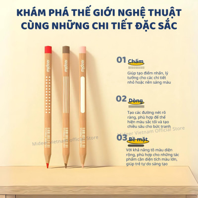 Bút chì màu vẽ tranh cao cấp mideer Vibrant Colored Pencil  24/36/48 màu, Chì vẽ chuyên nghiệp
