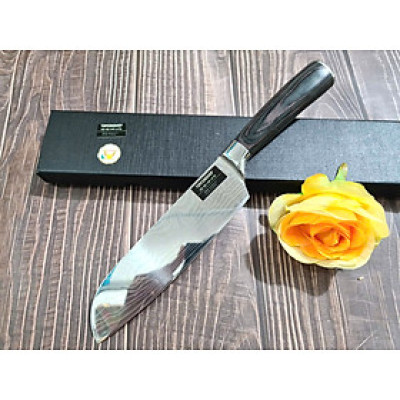 DAO - DAO BẾP NHẬT BẢN SANTOKU THÉP DAMASCUS MÃ A8 DT116 nt topcomshop vn