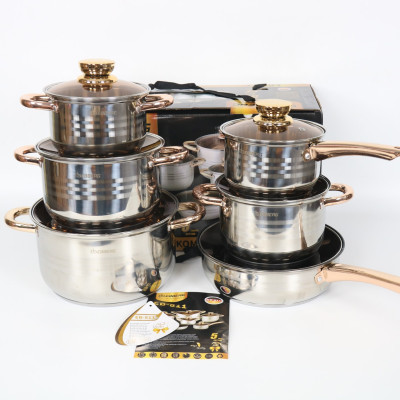 Bộ 6 Nồi Chảo Inox 5 Đáy Eb EBBERG EB-811 (EB-813/EB-8013/EB-8013B) Dùng Mọi Bếp - Hàng Chính Hãng