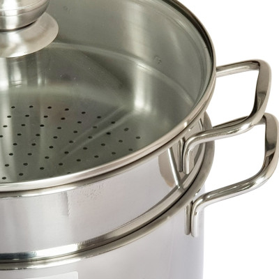 Bộ Nồi Luộc Gà Kèm Xửng Hấp Inox Size 28cm Dùng Mọi Bếp - Hàng Chính Hãng