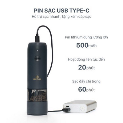 Combo 2 Máy Xay Tiêu Tự Động Bằng Điện Benchusch Trắng/ Đen/ Đỏ/ Xanh