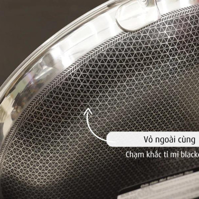 [Hàng chính hãng] Chảo chiên inox iMat Hybrid Blackcube 24cm, Phủ chống dính Ceramic đen