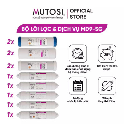 [ MD9 -SG] Combo lõi lọc nước + miễn phí gói dịch vụ bảo dưỡng và thay thế tại nhà định kỳ 2 lần/năm - Hàng chính hãng Mutosi